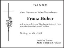 Traueranzeige Anita Huber