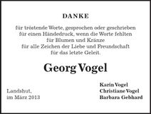Traueranzeige Georg Vogel