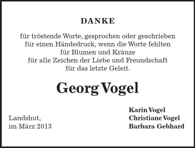 Traueranzeige Georg Vogel