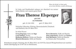 Traueranzeige Therese Elsperger