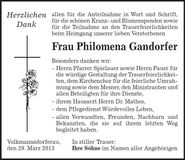 Traueranzeige Philomena Gandorfer