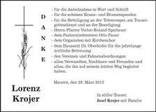 Traueranzeige Lorenz Krojer