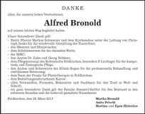 Traueranzeige Alfred Bronold