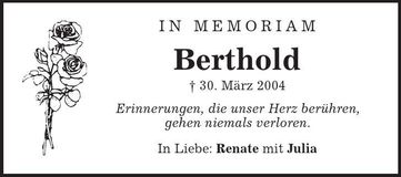 Traueranzeige Berthold Söldner