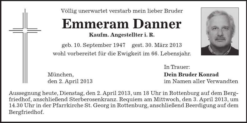 Traueranzeige Emmeram Danner