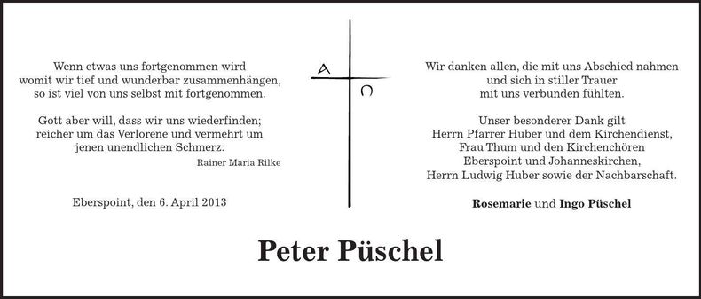 Traueranzeige Peter Püschel