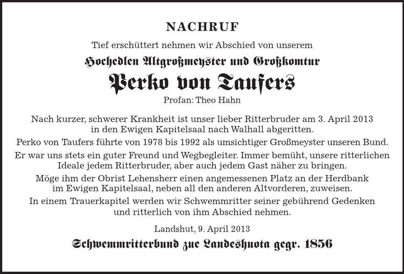 Traueranzeige Theo Hahn