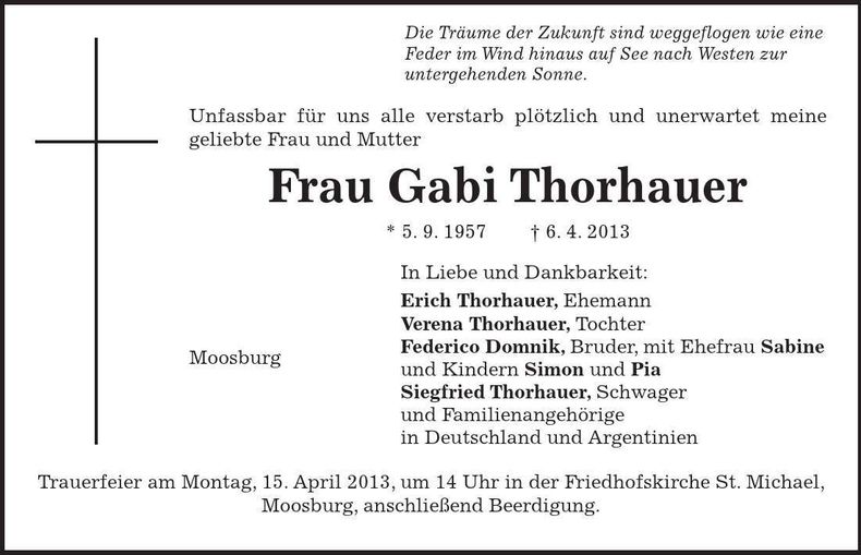 Traueranzeige Gabi Thorhauer