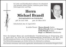 Traueranzeige Michael Brandl