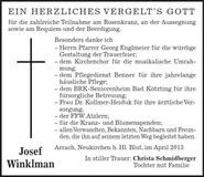 Traueranzeige Josef Winklmann