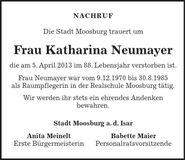 Traueranzeige Katharina Neumayer