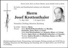 Traueranzeige Josef Krottenthaler