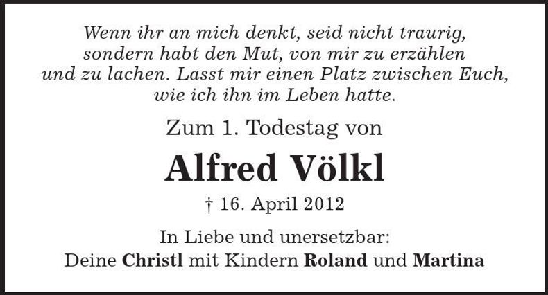 Traueranzeige Alfred Völkl