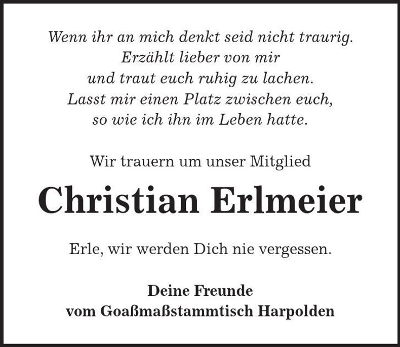 Traueranzeige Christian Erlmeier