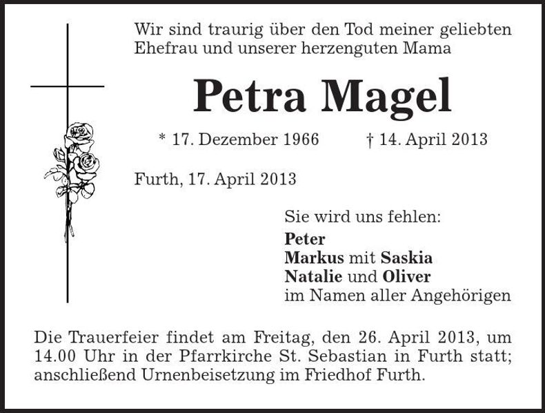 Traueranzeige Petra Magel