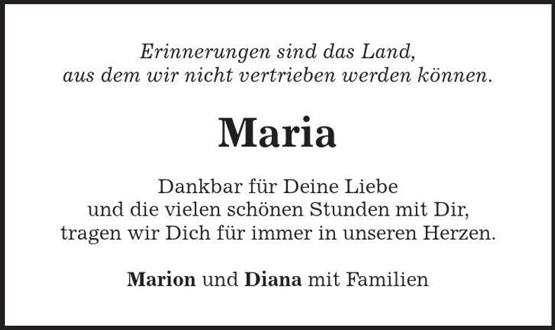 Traueranzeige Maria Roccia-Rank