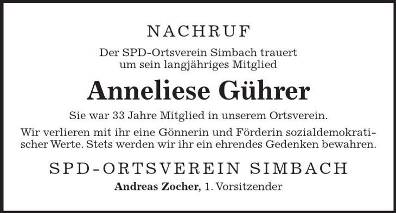 Traueranzeige Anneliese Gührer
