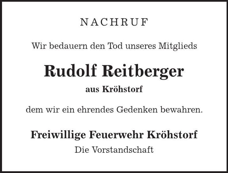 Traueranzeige Rudolf Reitberger