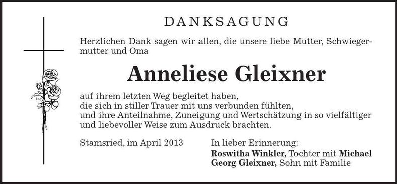 Traueranzeige Georg Gleixner