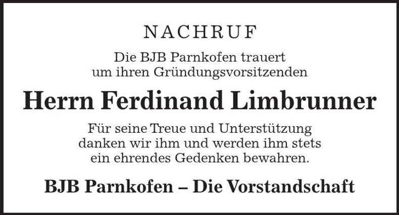 Traueranzeige Ferdinand Limbrunner