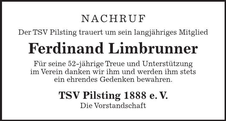Traueranzeige Ferdinand Limbrunner
