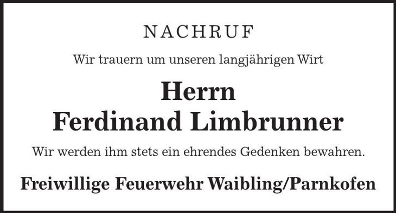 Traueranzeige Ferdinand Limbrunner