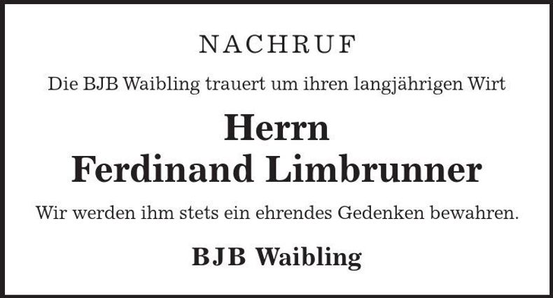 Traueranzeige Ferdinand Limbrunner