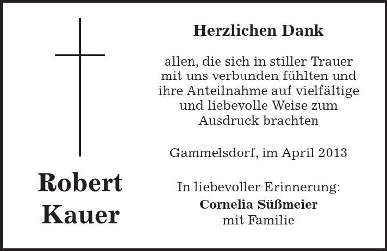 Traueranzeige Robert Kauer