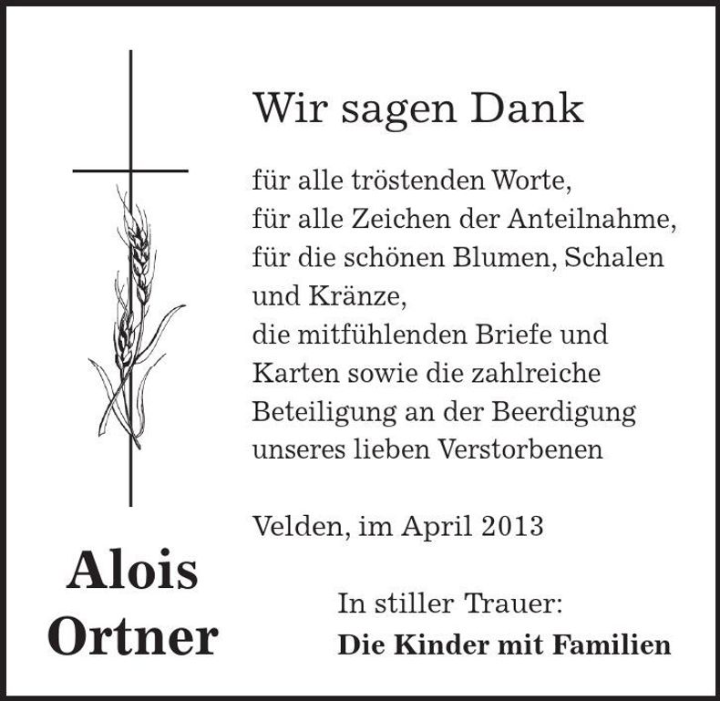 Traueranzeige Alois Ortner