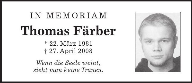 Traueranzeige Thomas Färber