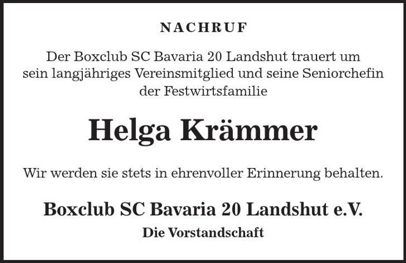 Traueranzeige Helga Krämmer