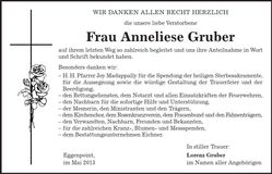 Traueranzeige Anneliese Gruber