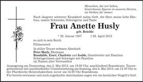 Traueranzeige Anette Hulsy