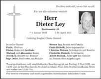 Traueranzeige Dieter Ley