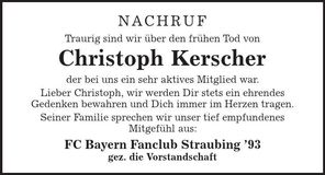 Traueranzeige Christoph Kerscher