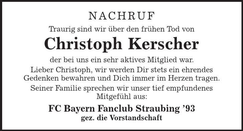 Traueranzeige Christoph Kerscher