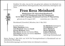 Traueranzeige Rosa Meinhard