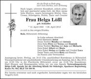 Traueranzeige Helga Lößl