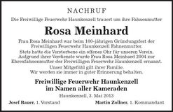 Traueranzeige Rosa Meinhard