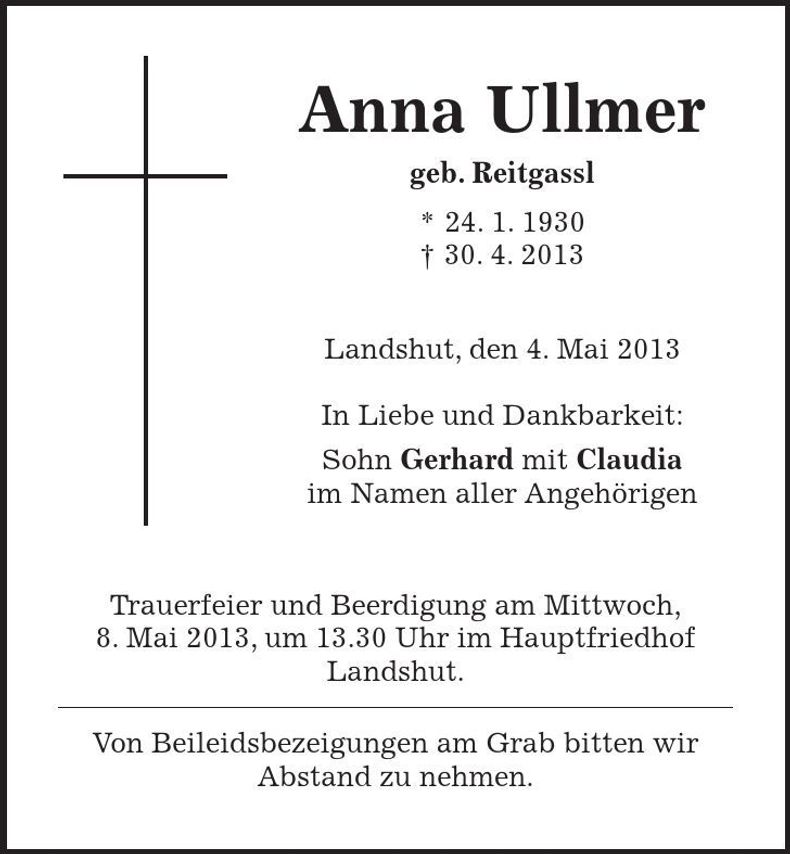 Traueranzeige Anna Ullmer