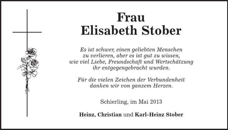 Traueranzeige Elisabeth Stober