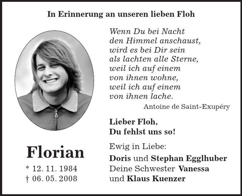 Traueranzeige Florian Egglhuber