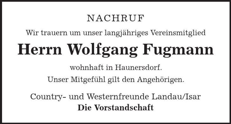 Traueranzeige Wolfgang Fugmann