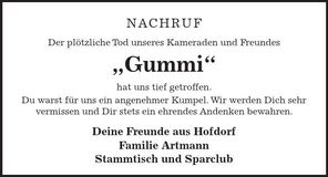 Traueranzeige  Gummi