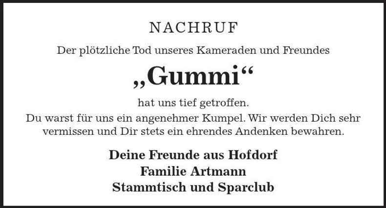 Traueranzeige  Gummi