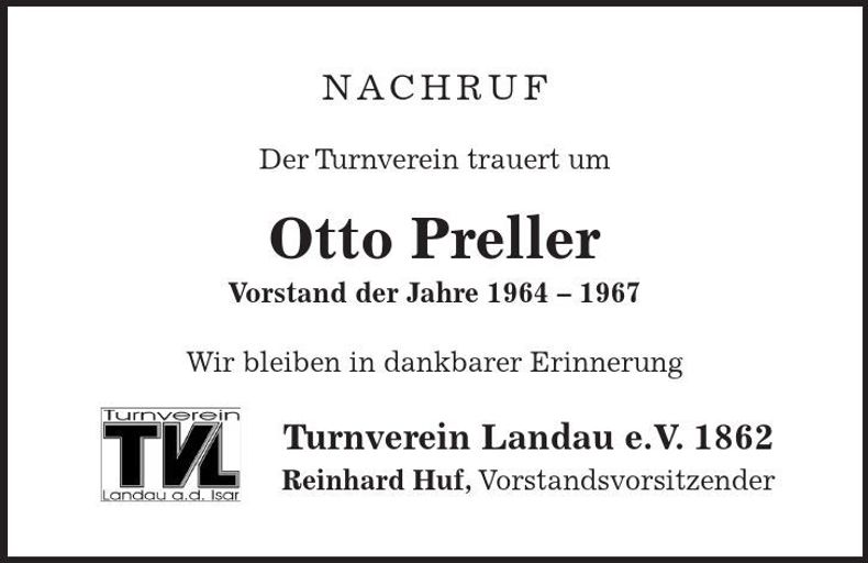Traueranzeige Otto Preller