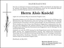 Traueranzeige Alois Knöckl