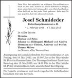 Traueranzeige Josef Schmideder