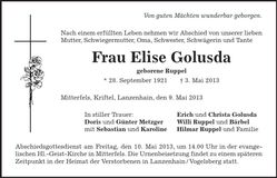 Traueranzeige Doris Metzger