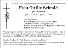 Traueranzeige Ottilie Schmid